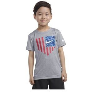 Nike Dri-Fit Kids Gray T-Shirt with Red and Blue Graphic